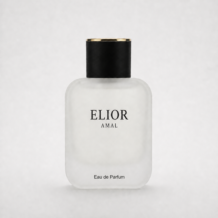 ELIOR AMAL Unisex Nischenparfum – Transparenter Glasflakon mit schwarzer Kappe